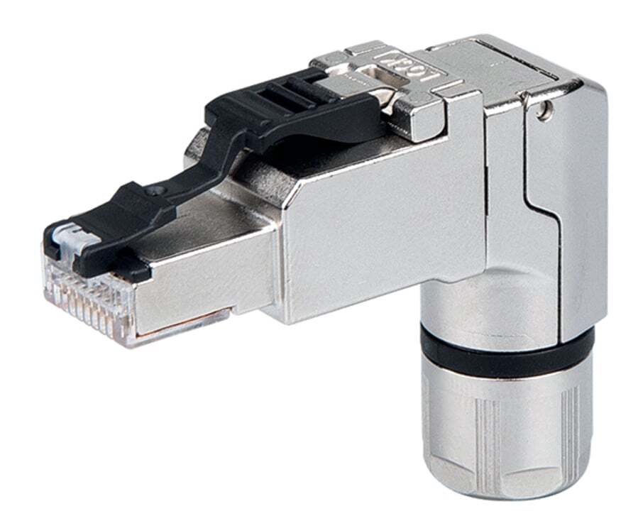 Connector ETHERNET; RJ-45; Cat. 6A; angled; Code T568B; AWG 24; Strain relief