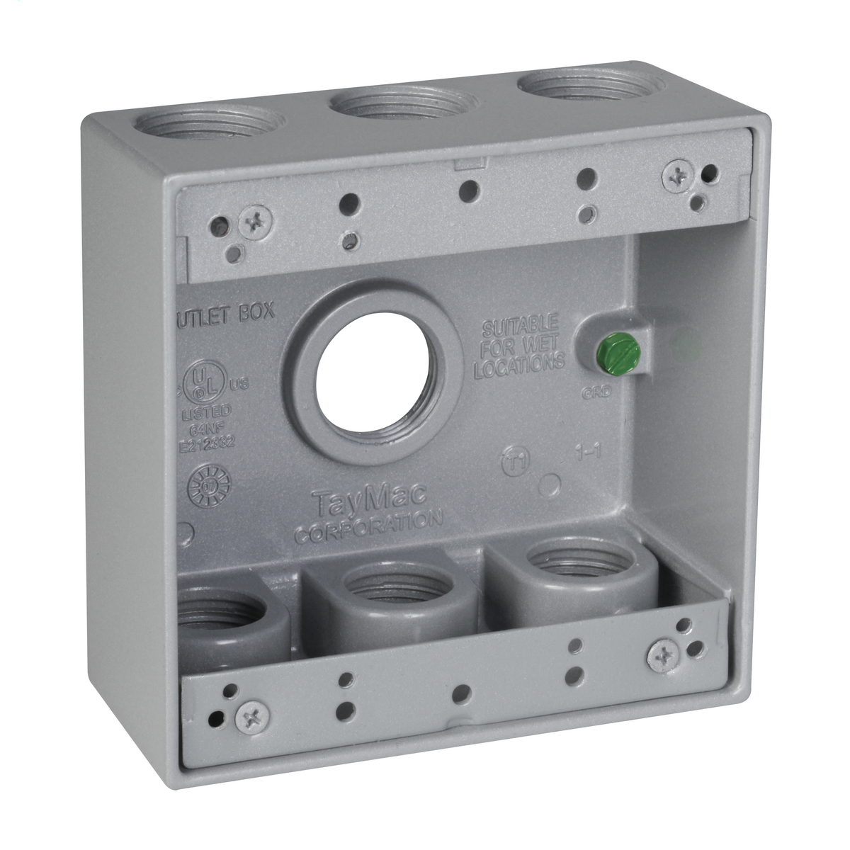 2-Gang Seven 3/4 in. Hole Weatherproof Box - Silver