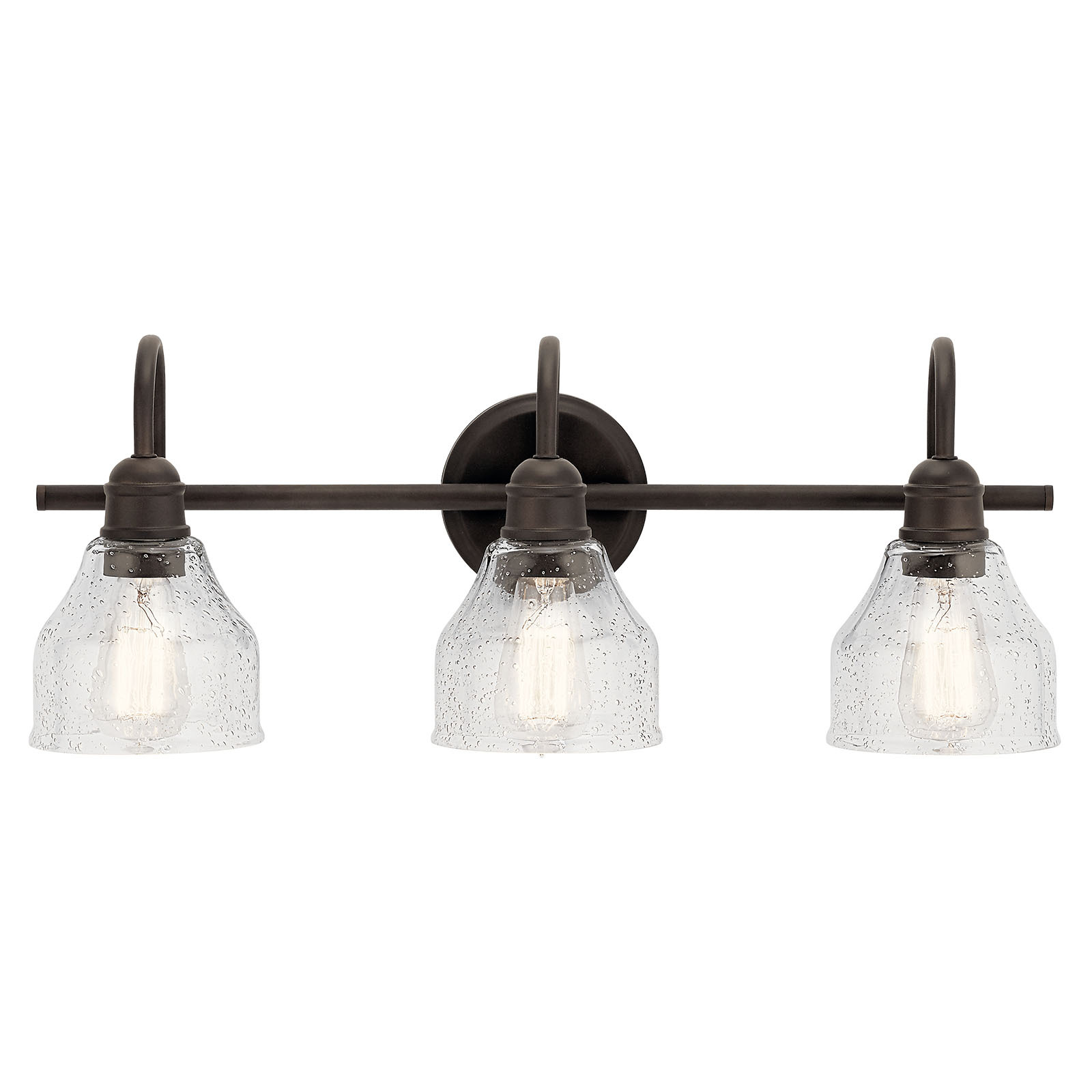 Create a masterpiece with this 3 light bath light from the Avery collection. In a Olde Bronze finish with Clear Seeded glass.