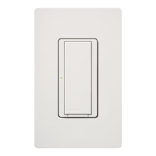 RadioRA 2 two-wire electronic lighting and motor load switch, functions much like standard dimmers and switches, but can be controlled as part of a lighting control system, 1/10 HP in white