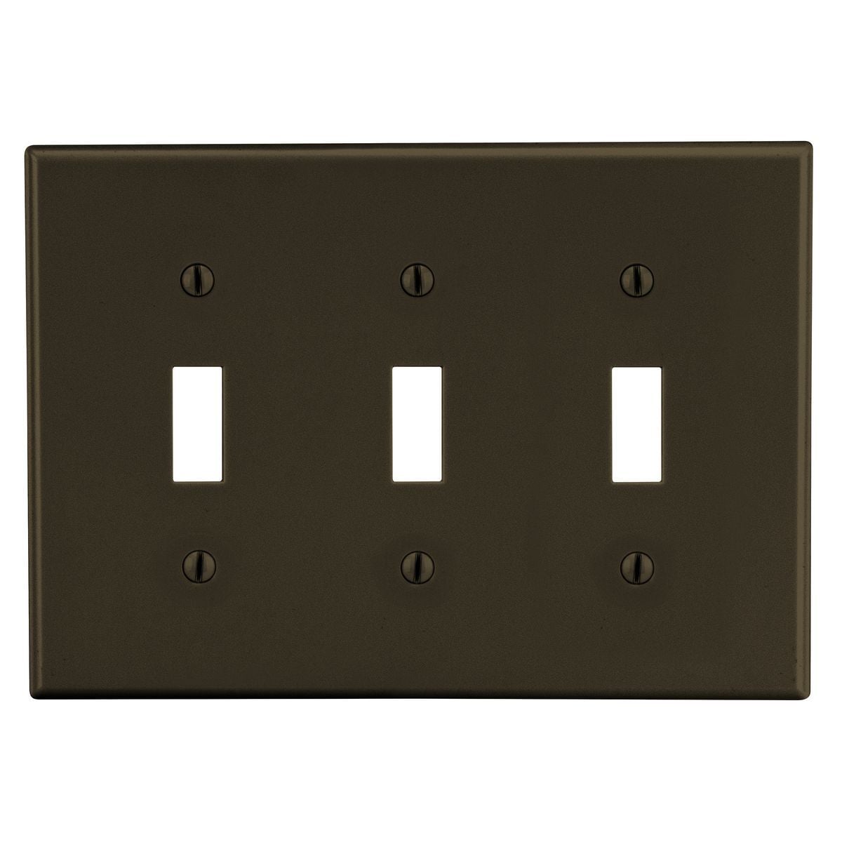 Wallplate, Mid-Size 3-Gang, 3) Toggle, Brown