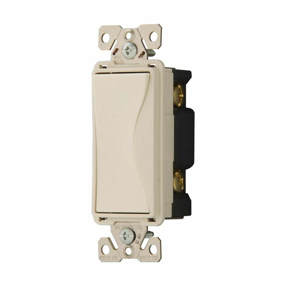 Eaton Aspire designer switch, #12 to 14 AWG, 20A, Residential, 120/277V, Side and push, Desert sand, Fan, LED, INC, FLR, MLV, ELV, CFL, Halogen, Single-pole, Single-pole, Polycarbonate