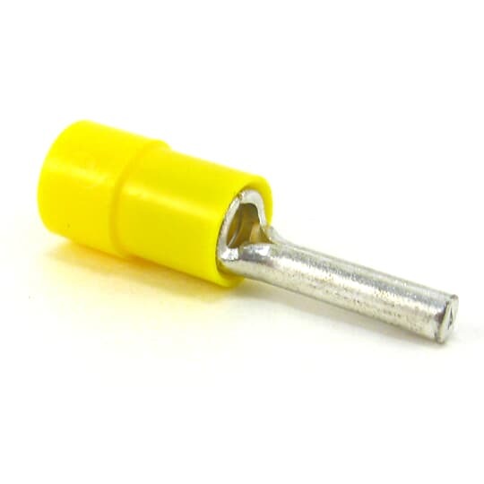 Insulated Vinyl  Pin Terminals for Wire Range 12-10, Yellow