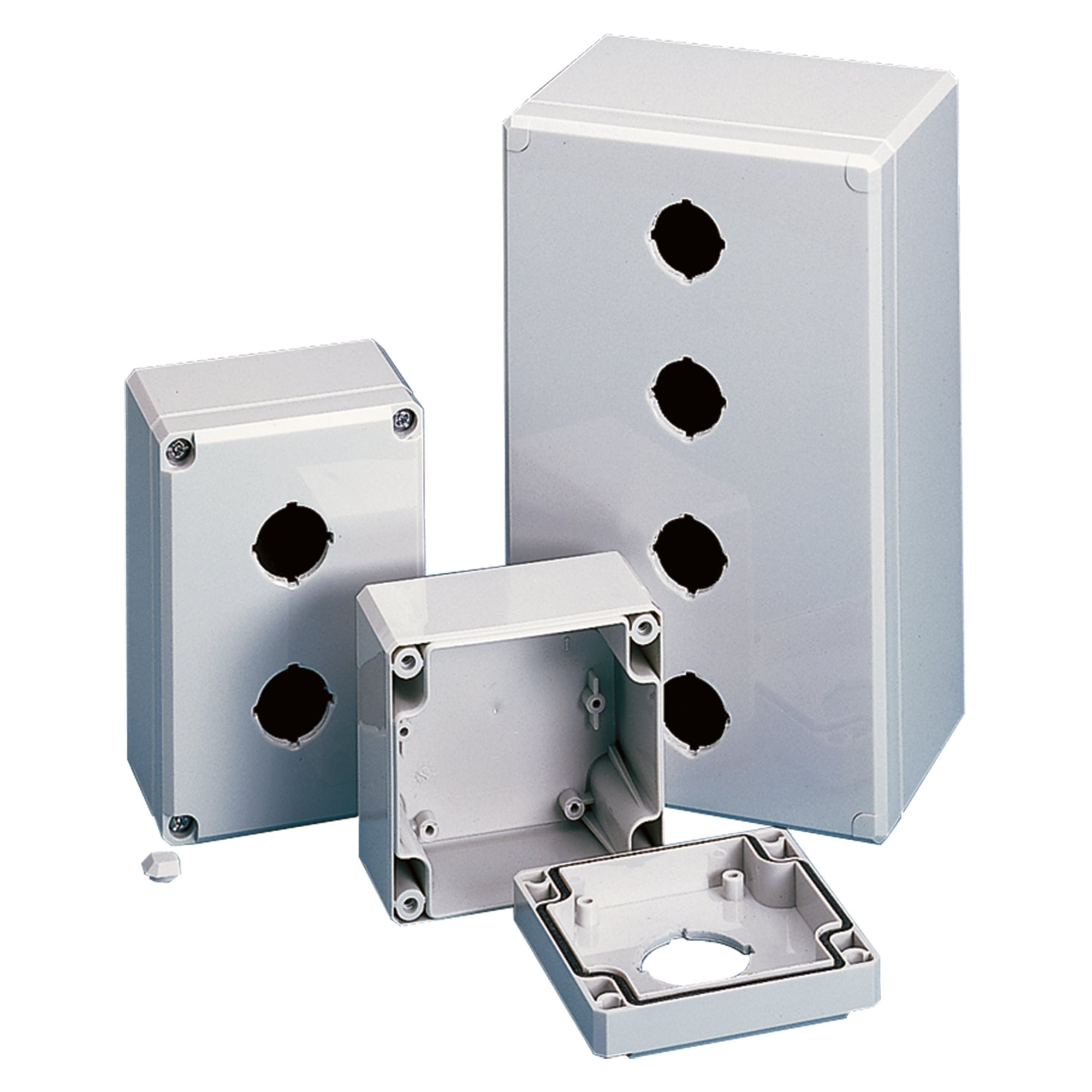 QLine D Pushbutton Enclosure Type 4X, 2PBx30.5mm, Light Gray, Polycarbonate
