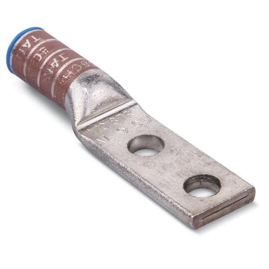 Type Aluminum Two-Hole Lug, Max 35kV, Wire Size 3/0 Str, 1/2 Inch Bolt Hole, Tin Plated, Die Color Code Ruby