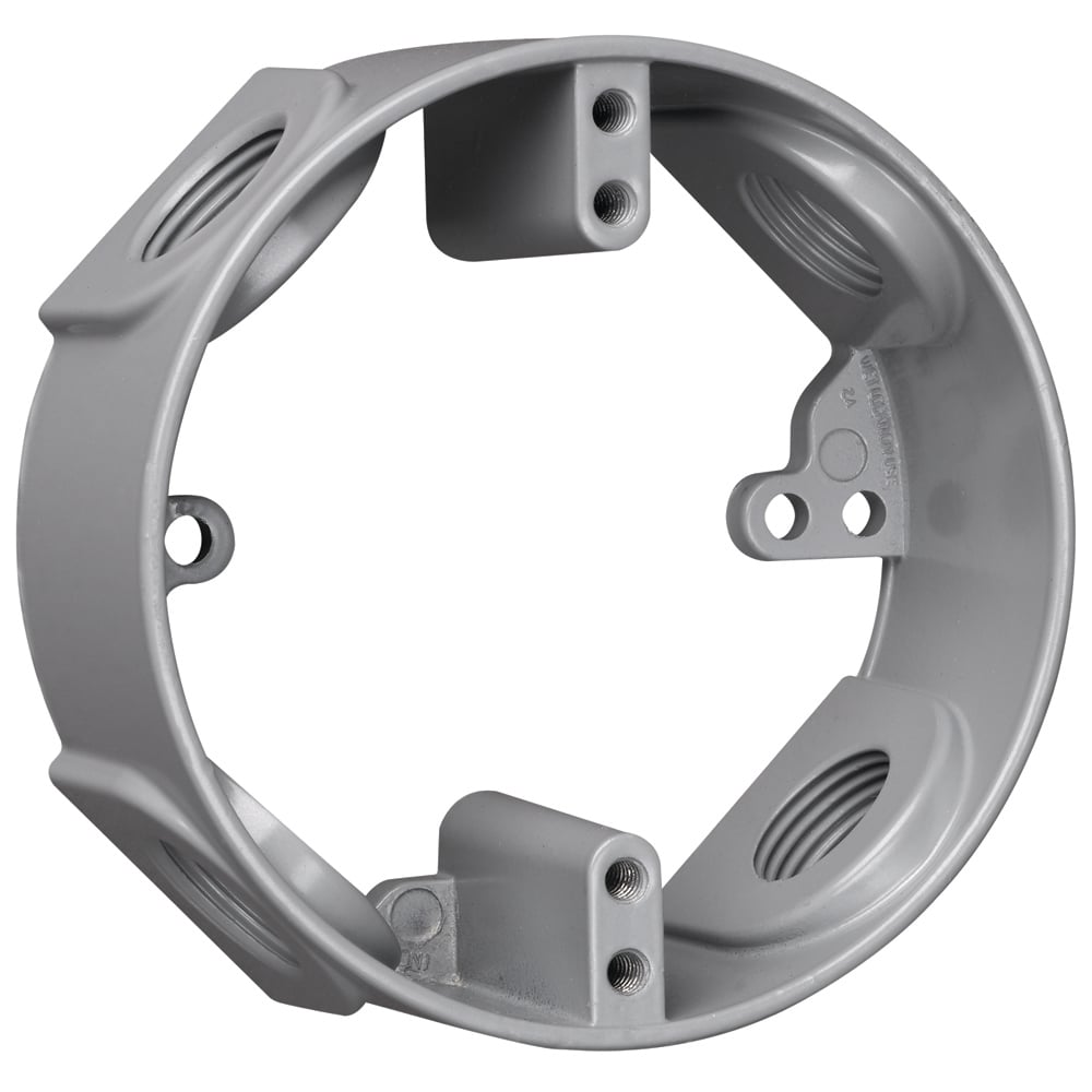 Weatherproof Round Device Box Extension, 4-1/2 Hubs,Gray