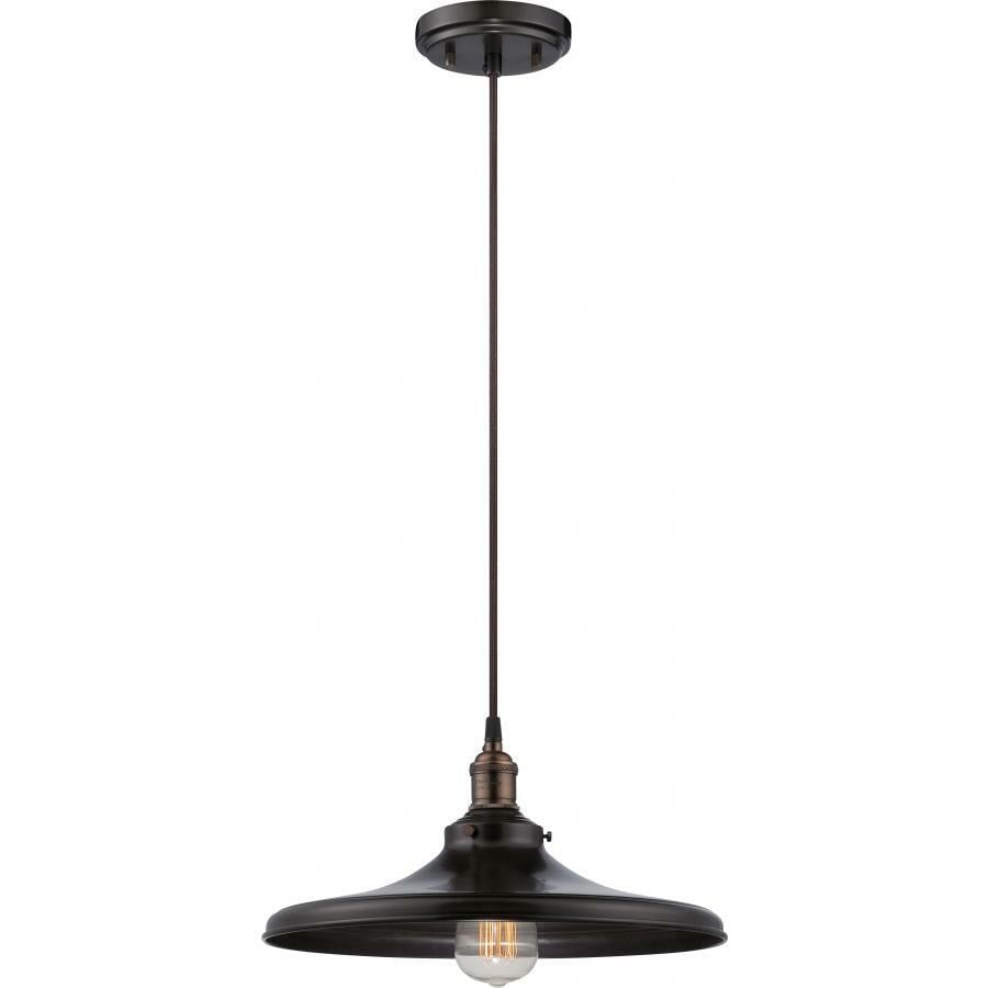 Vintage 1 Light Pendant with Matching Shade Vintage Lamp Included Rustic Bronze