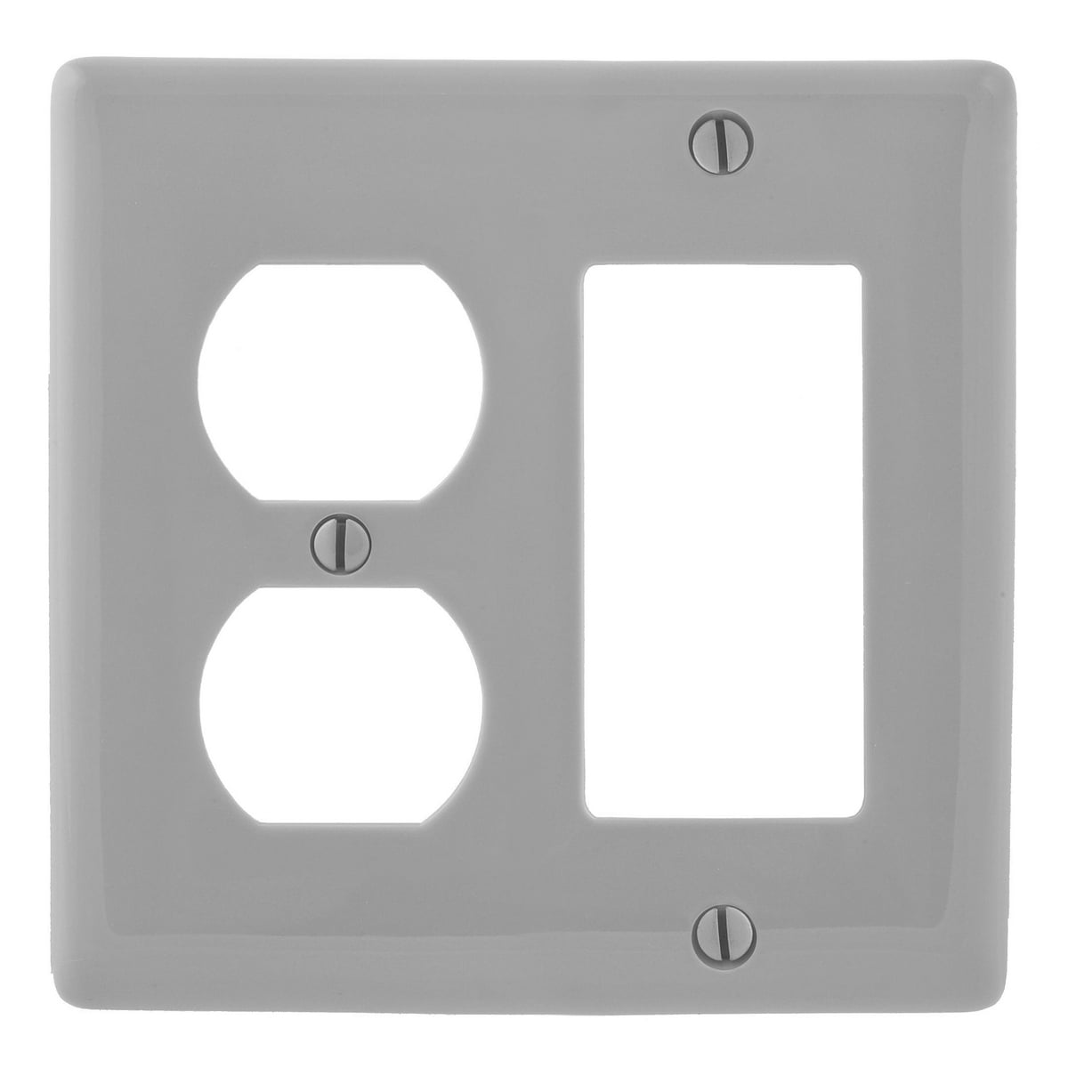 Wallplates, Nylon, Mid-Sized, 1-Gang, 1) Duplex, 1) Decorator, Gray