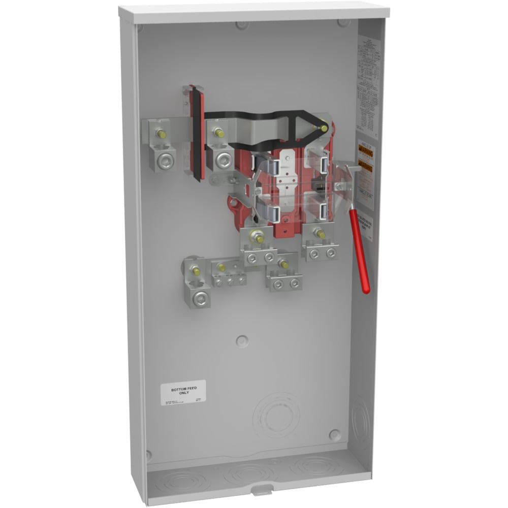 U1797-O-K3L-K2L Single Position Meter Socket, 320 Amp, 1 Phase, Ringless, Lever, 4 Term, UG, 600V