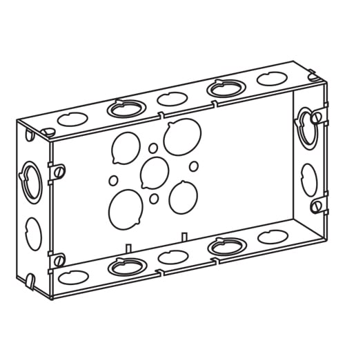 Boxes, General Purpose, Multigang Switch Box, Appleton, Type: 1-7/8" Deep with Knockouts, Three Gang 8-5/8" Wide, Welded, Dimensions: 8-3/4"x4-9/16", Volume: 65 Cubic Inch, Side Knockouts: 6@1/2", 4@Eccentric, Bottom Knockouts: 3@1/2", 2@3/4" UL Standard:
