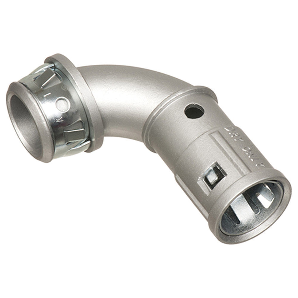 90 degree snap to it cable connector. Zinc die-cast for AC, MCI, HCF, MCIA, MCPCS cable. Cable Range .405 to .600.