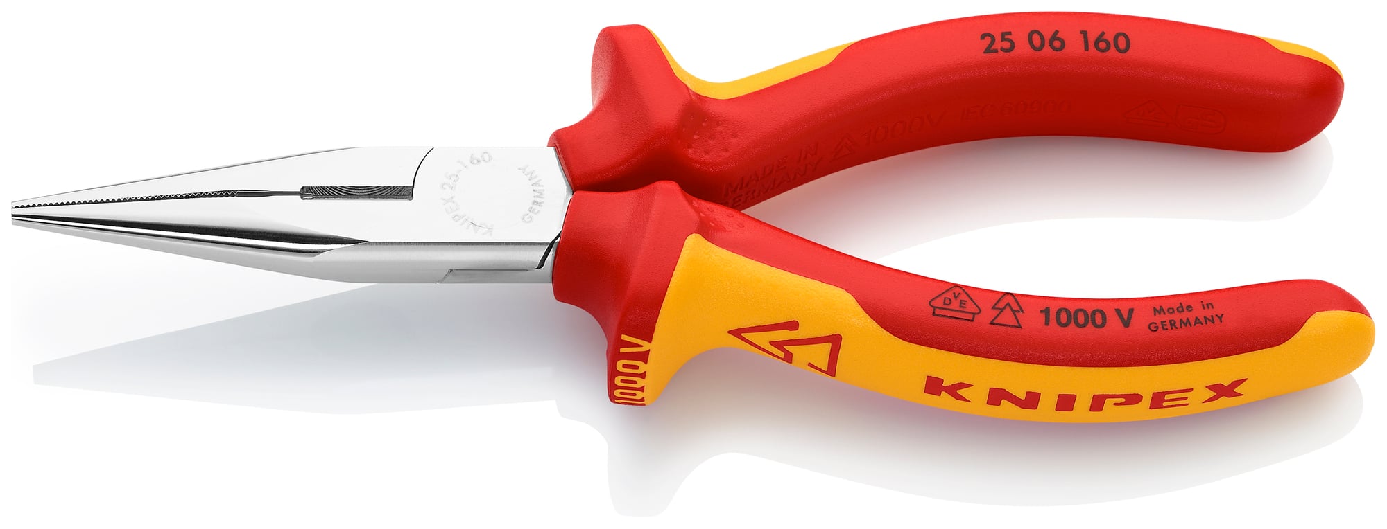 Long Nose Pliers with Cutter-1000V Insulated, 6 1/4 in., Multi-Component, VDE