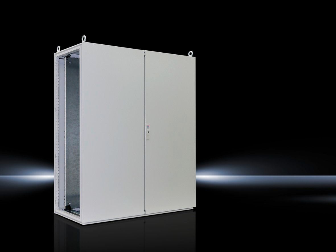 TS Bayed enclosure system, WHD: 1200x1400x500 mm, carbon steel, with mounting plate, single door at the front