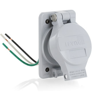 20 Amp, 125 Volt, NEMA 5-20R, 2P, 3W, Receptacle, Straight Blade, Industrial Grade, Grounding, Rhino-Hide - GRAY