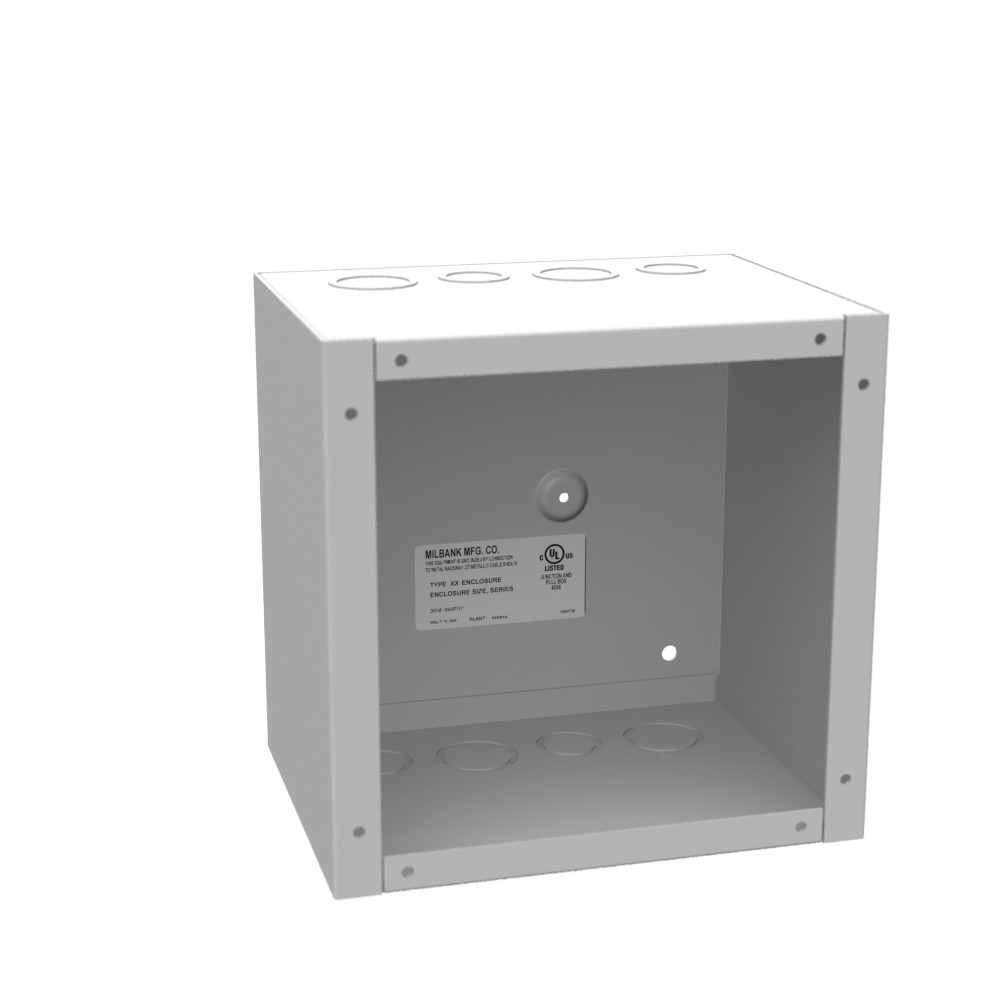 8x6x8 Screw Cover Type 1 UL Listed Steel Knockouts ANSI 61 Gray Cover with Teardrop Slots Mounting Holes in Back