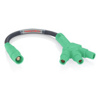 "Soft" 3-Fer, Cam-Type, Male plug to Female/Female/Female Tri-tap, 24" Cable Length, 4/0, 400 Amp Max, 16 Series Taper Nose - GREEN