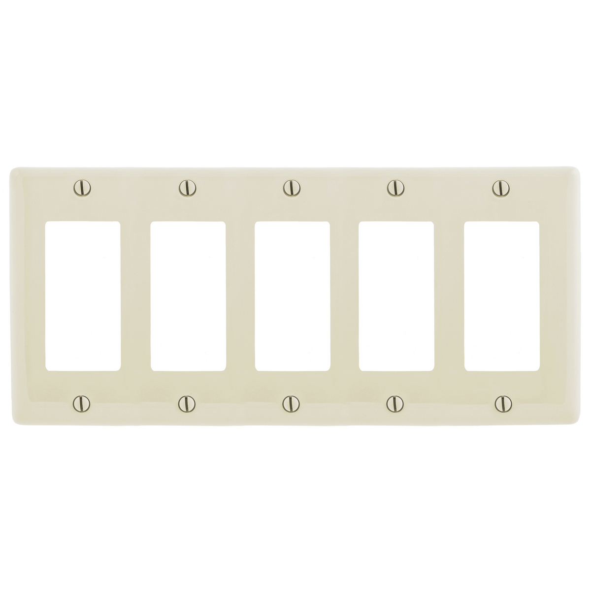 Wallplates and Box Covers, Wallplate, Nylon, 5-Gang, 5) Decorator, Light Almond