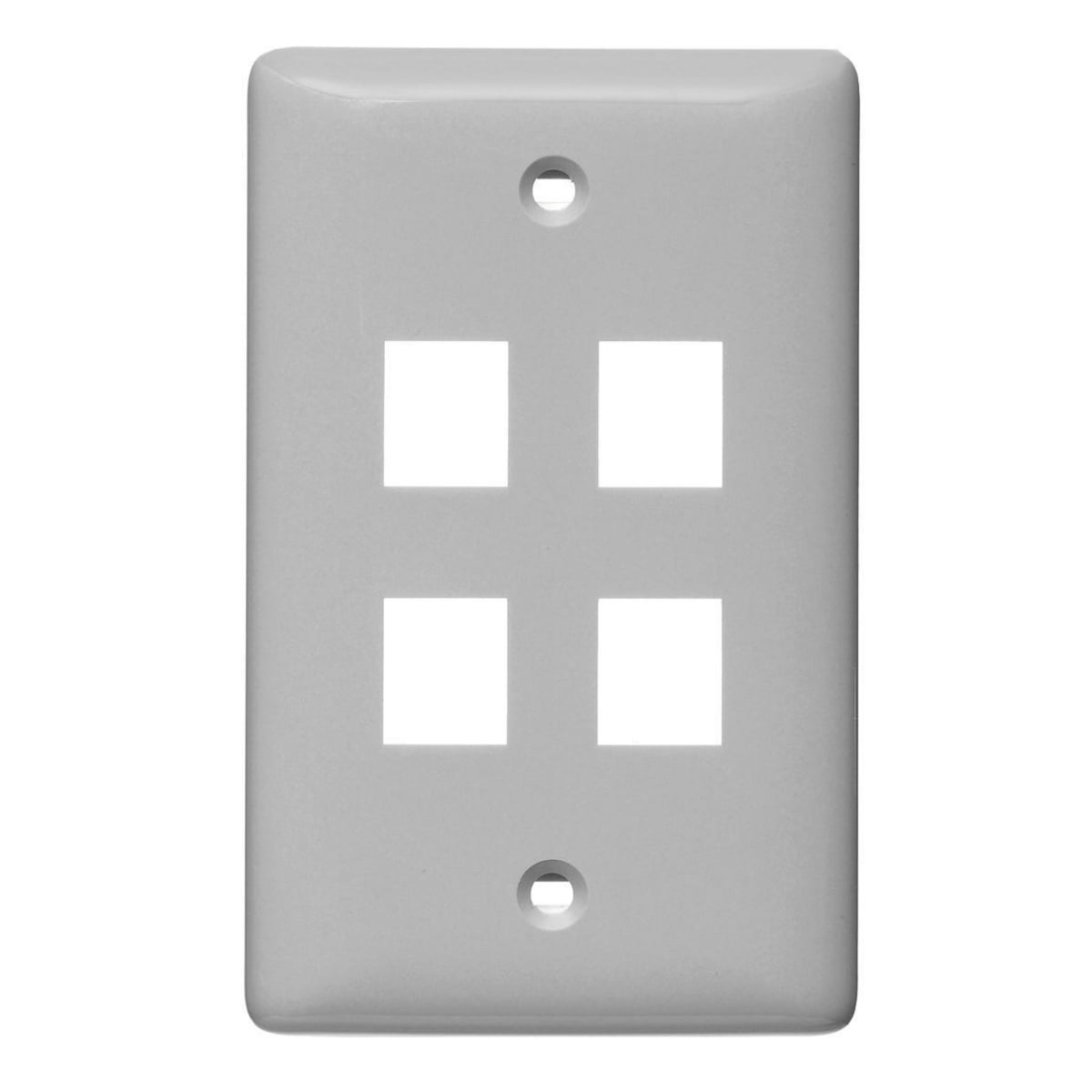 Plate, Wall, Label-Less, 1-Gang, 4- Port, Gray