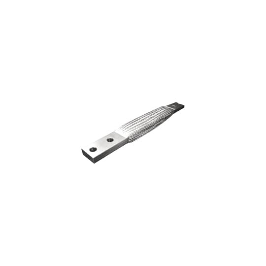Tinned Copper, Standard Flexible Braid Connector, STB Series,  2-Hole Pads with NEMA Standard 9/16 inch (14.3 mm) Holes and 1-3/4 inch (44.4 mm) Spacing Center to Center,  20 inch (508 mm) long,  1-1/2 inch (38.1 mm) wide, 3/8 inch (9.5 mm) thick.    Pad 3-1/2 inch x 1-1/2 inch.  4 Braids in Assembly.  30 AWG Individual Strand.  1100 Amps.