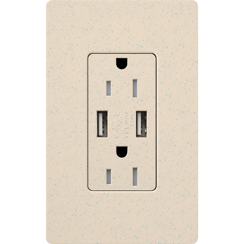 Satin Colors tamper-resistant USB receptacle, 125V, 15A in limestone