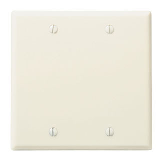 2-Gang No Device Blank Wallplate, Standard Size, Thermoset, Box Mount, Light Almond