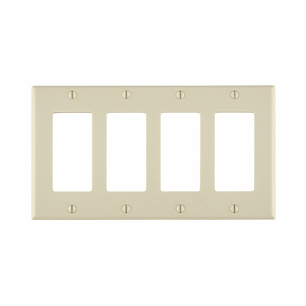 4-Gang Decora/GFCI Device Decora Wallplate, Standard Size, Thermoset, Device Mount, Light Almond