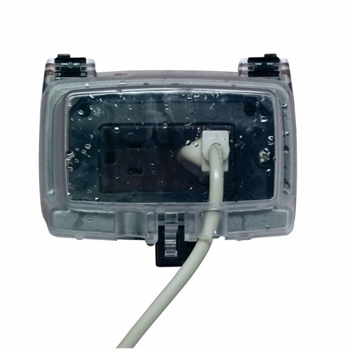 The SNGL GANGHz 2-1/4" DEEP W/DUPLX GFCI CLR This Plastic In-Use Covers are easy to install and shipped with gasket, mounting screws, base cover assembly, and patented inserts for serve  applications, such as schools and commercial buildings.