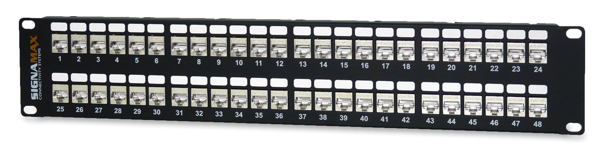 48-Port Category 6 MT-Series Screened Patch Panel, 2 RMU