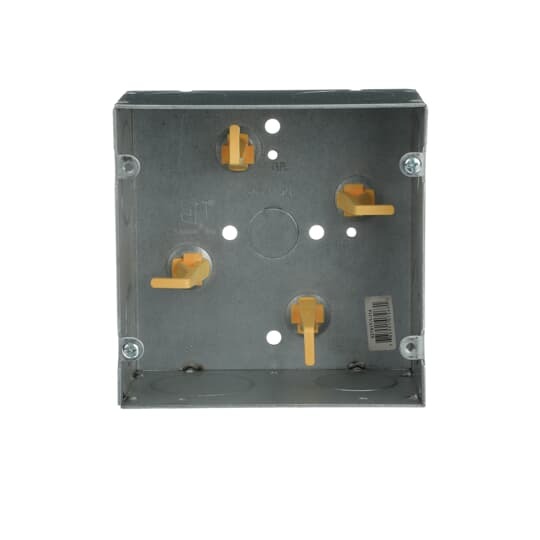 Telecommunication Box, 64 Cubic Inches, 5 Inches Square x 2-7/8 Inches Deep, 1 Inch and 1-1/4 Inch Knockouts, Pre-Galvanized Steel, with Cable Management Posts