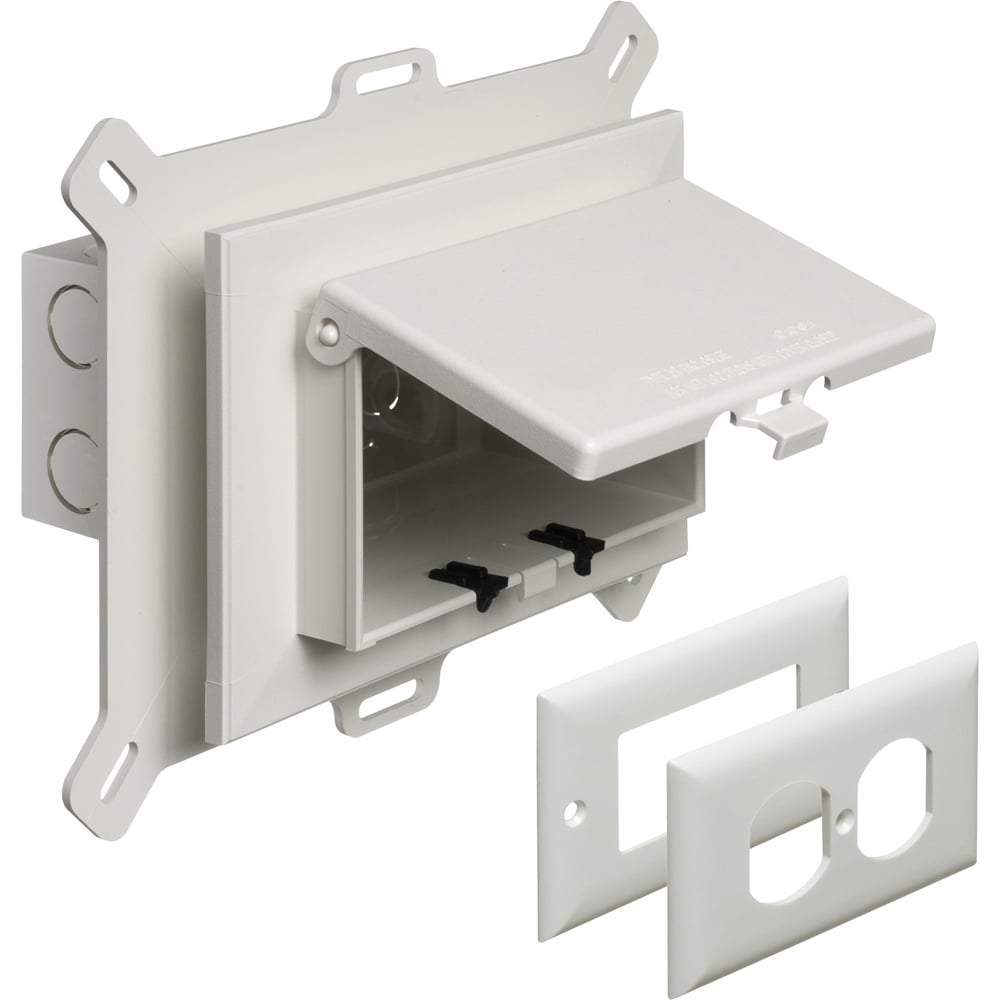 Low profile Inbox for new vinyl siding construction. Horizontal with weatherproof while in use Extra Duty white cover.