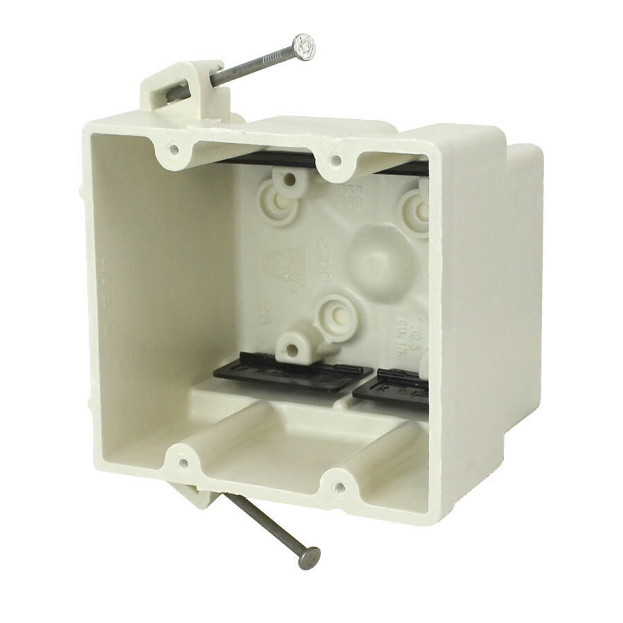 2-Gang Switch/Receptacle Outlet Box; 3 Inch Depth, Thermoset-Fiberglass Reinforced Polyester, 32.5 Cubic-Inch, Beige/Tan, DISCONTINUED