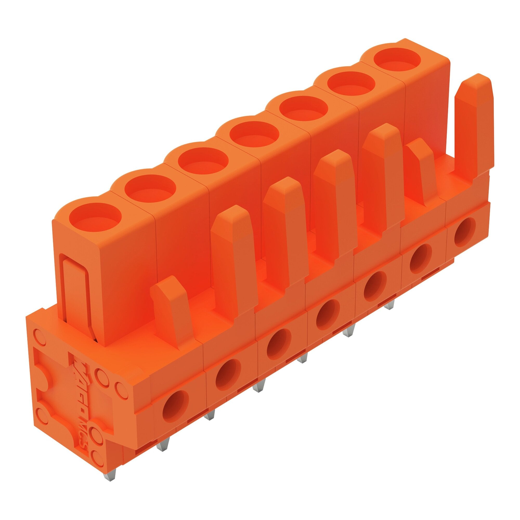 THT female header; straight; Pin spacing 5.08 mm; 7-pole; 0.6 x 1.0 mm solder pin; orange
