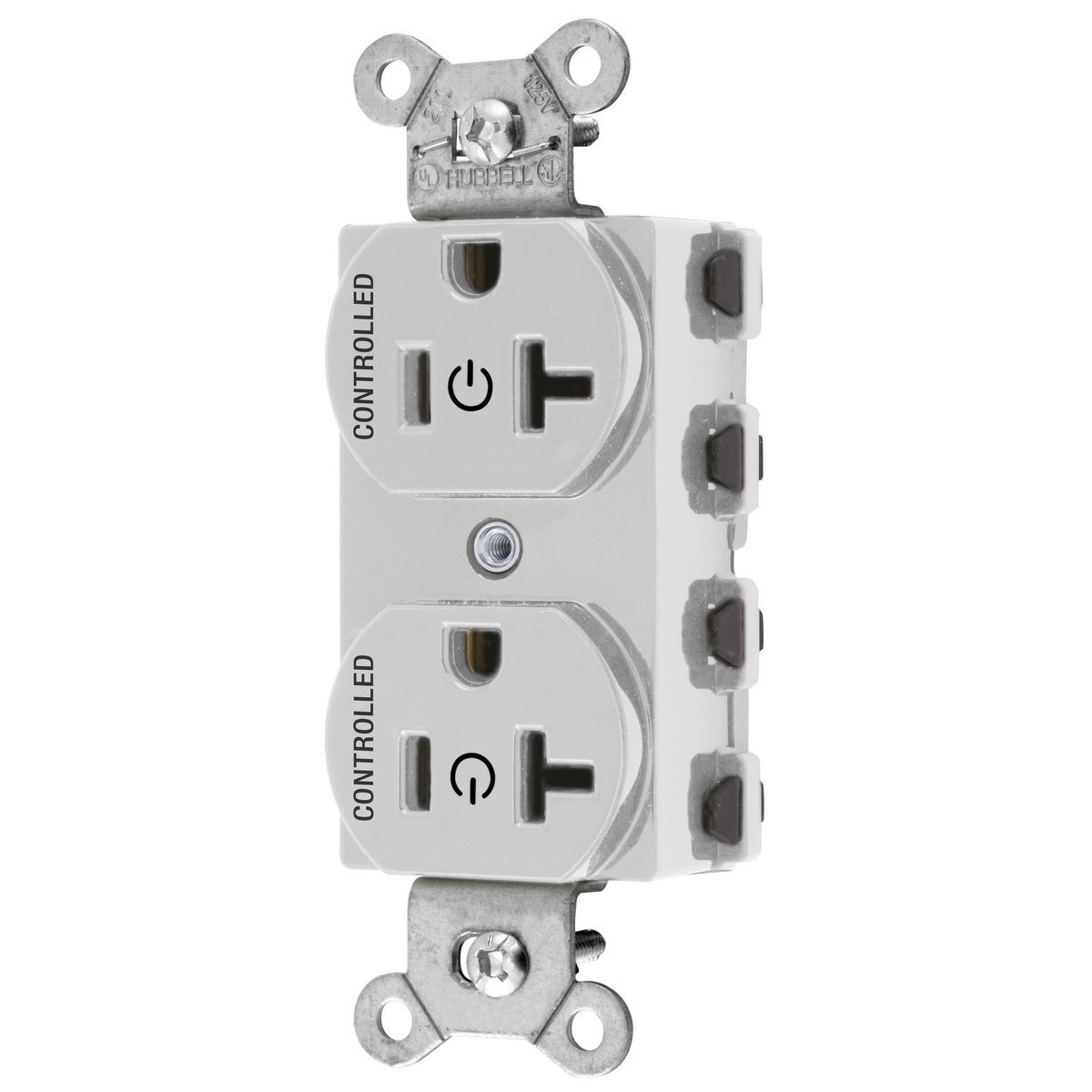 Straight Blade Devices, Receptacles, Duplex, SNAPConnect, Controlled, Tamper Resistant, 20A 125V, 2-Pole 3-Wire Grounding, 5-20R, Nylon, White
