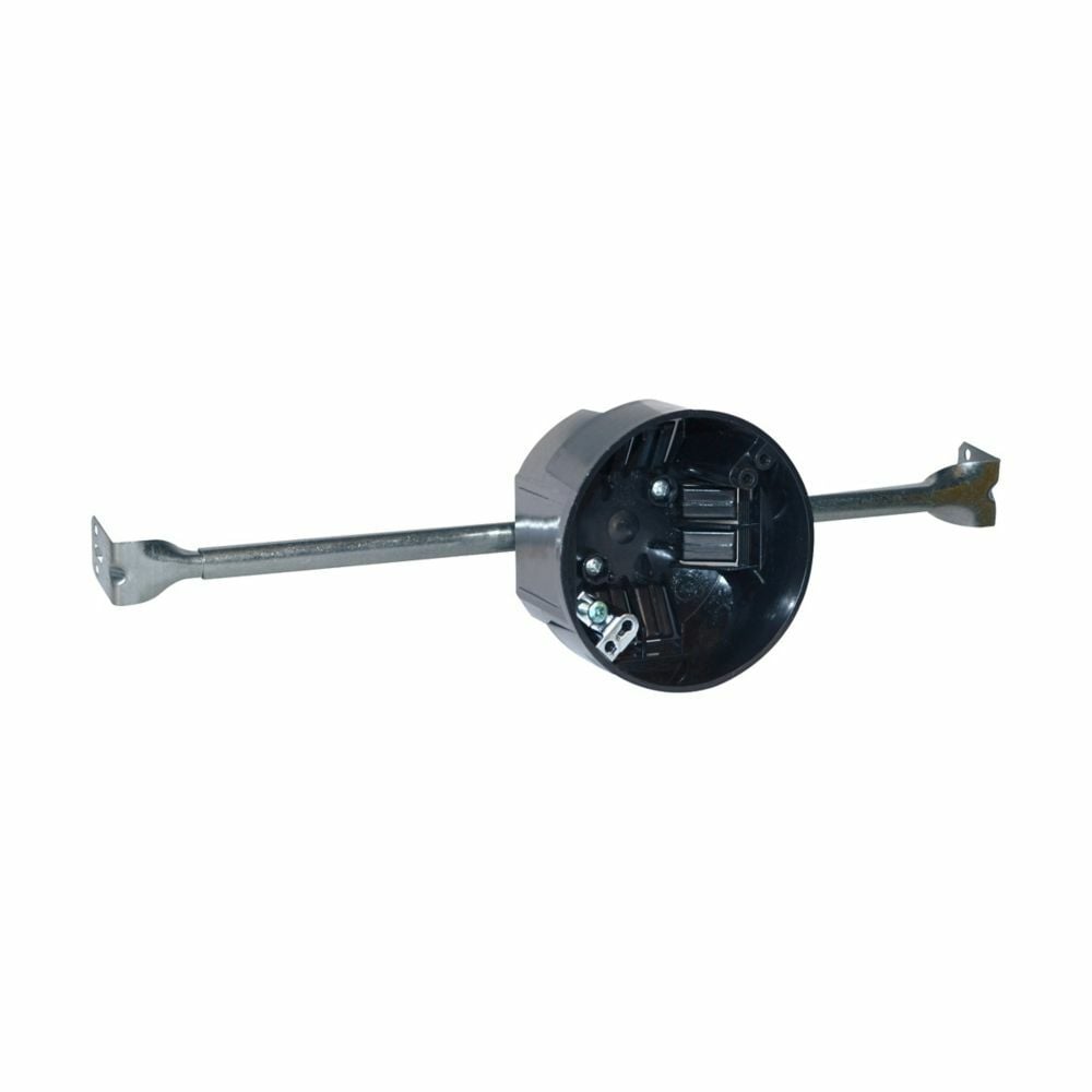 Eaton Crouse-Hinds series Ceiling Box, 4", 14"-16" bar hanger, Yes, NM clamps, 2-1/4", PVC, 4, 20.8 cubic inch capacity