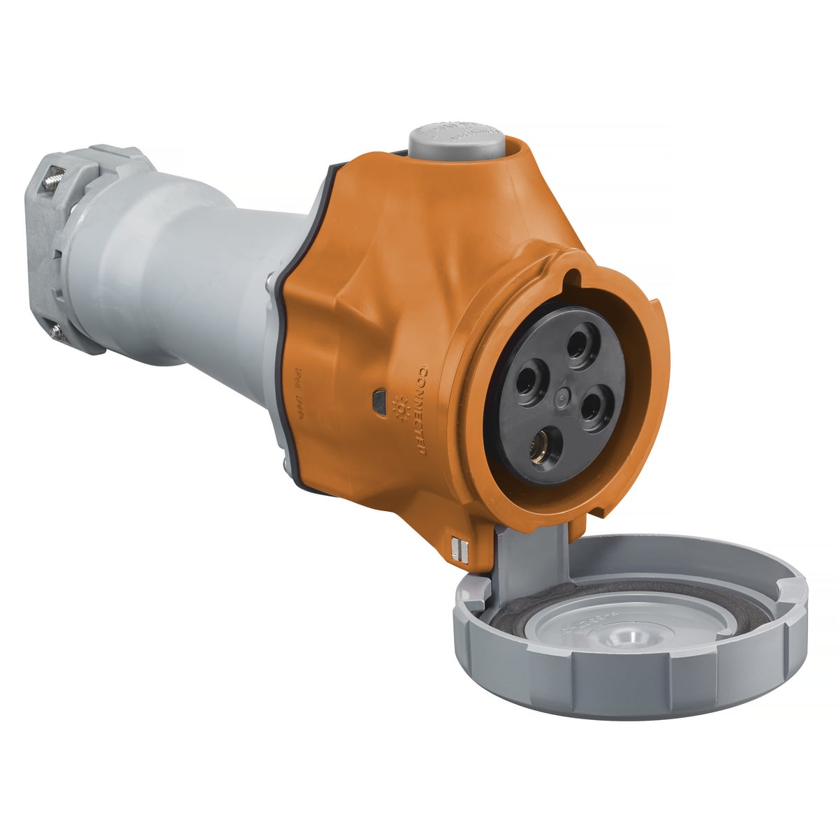 Heavy Duty IEC Pin and Sleeve, Connector, Switched, 60A 125/250V AC, 3-Pole 4-Wire Grounding, NEMA4X/IP69K