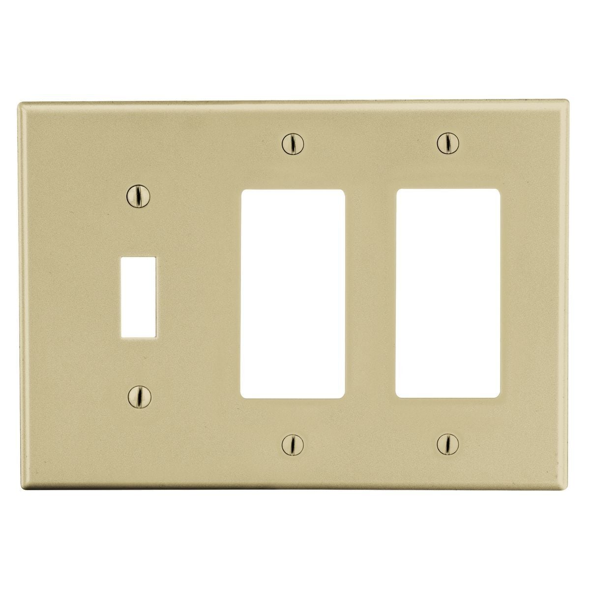 Wallplate, 3- Gang, 1) Toggle 2) Decorator, Ivory
