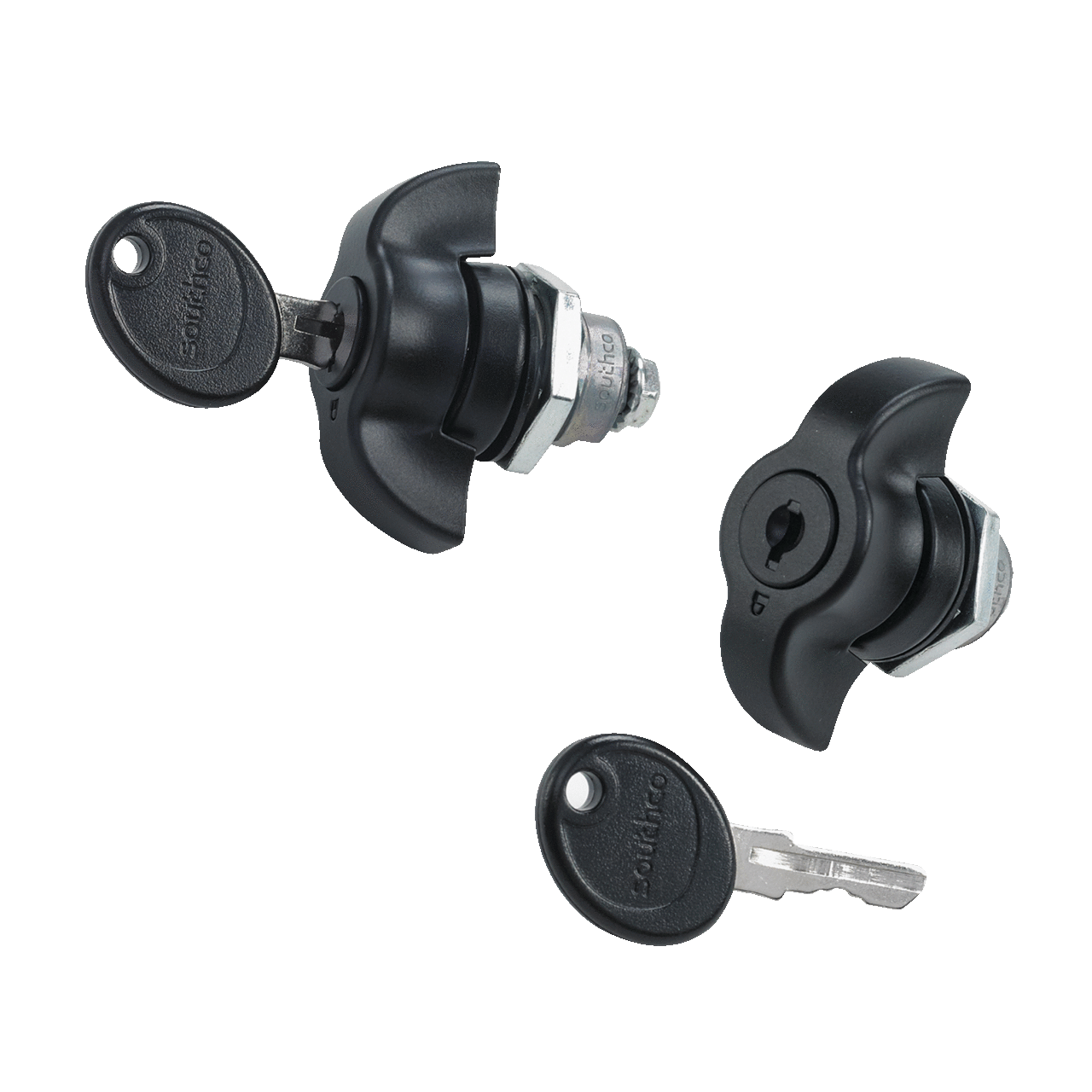 Keylocking Quarter-Turn Wing Knob, Black, Zinc