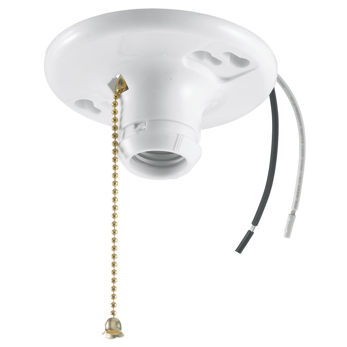 Lamp Holders and Sockets, Medium Base, Pull Chain, 600W 250V, 6" Wire Leads, Plastic