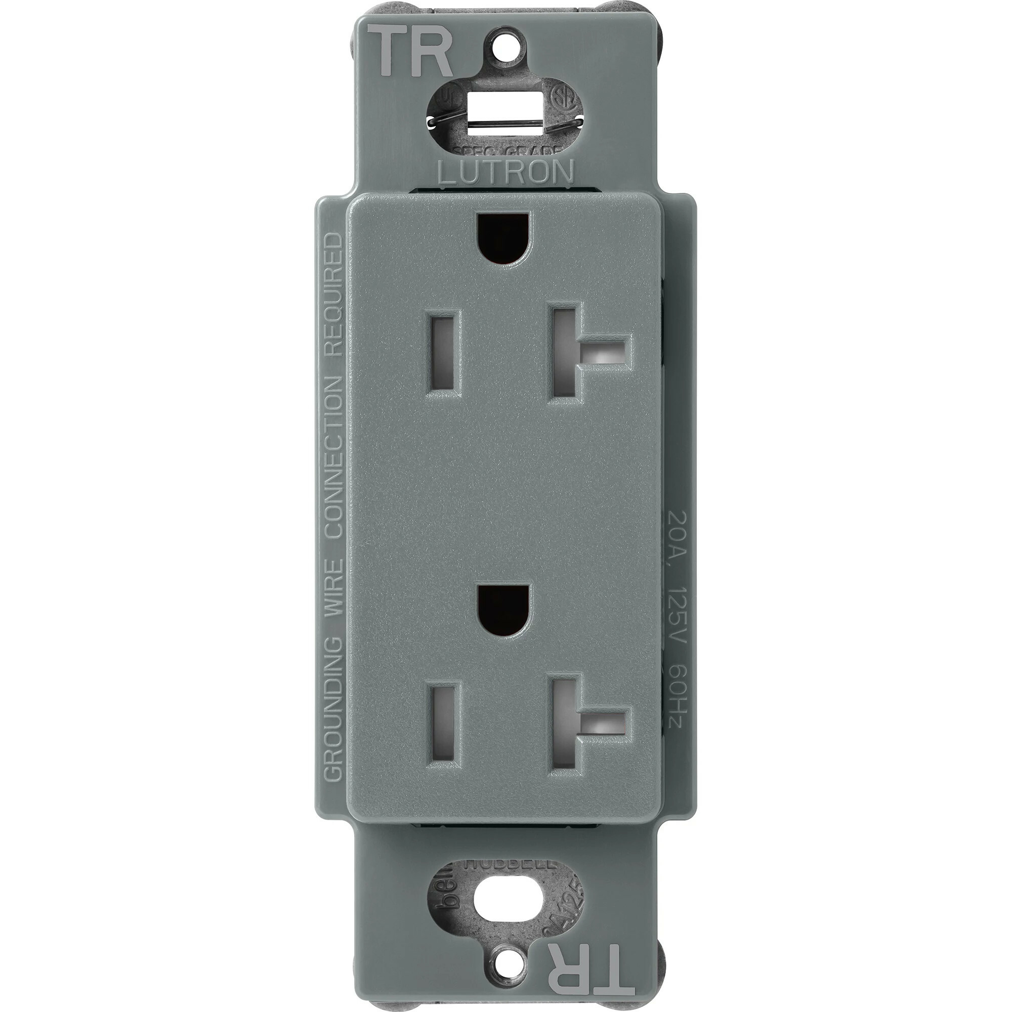 Lutron Claro Tamper-Resistant Duplex Receptacle, 20 Amp, Slate