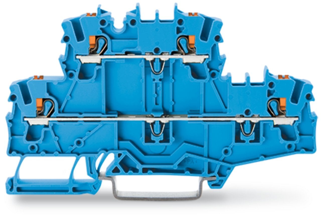 Double-deck terminal block; with push-button; Through/through terminal block; N/N; without marker carrier; for Ex e II and Ex i applications; for DIN-rail 35 x 15 and 35 x 7.5; 2.5 mm; Push-in CAGE CLAMP; 2,50 mm; blue