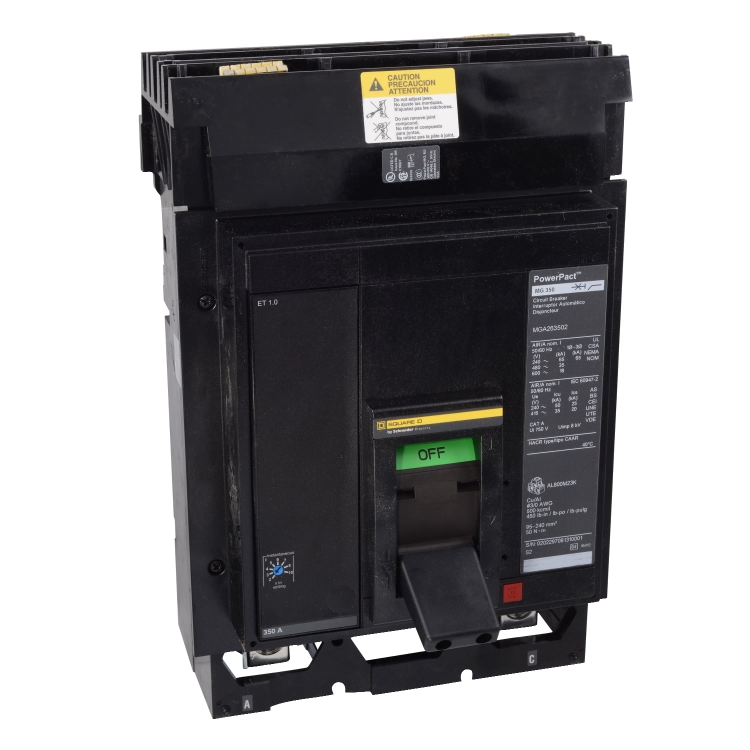 MGA264002 Molded Case Circuit Breaker, 400 Amp, 2 Pole, 600V