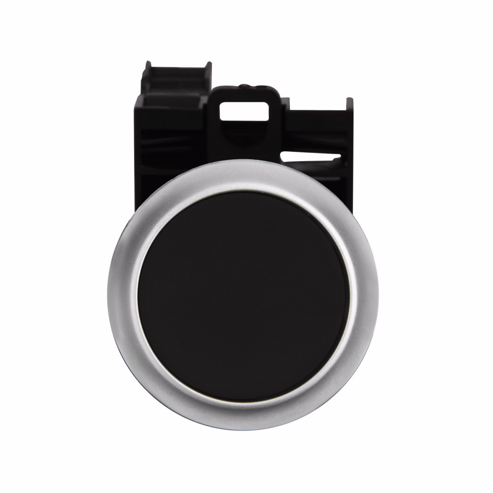 Eaton 22.5 mm RMQ-Titan Pushbutton,Black Actuator,Silver bezel,1NC,IP67, IP69K,Non-illuminated,Flush mounting,NEMA 4X, 13,5,000,000 operations,Momentary,22.5 mm,Flush Pushbutton,M22