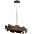 The Moderne(TM) 16.25 inch  LED light oval chandelier features a contemporary look with its Olde Bronze finish. The modern style features suspended cable design and offset square and rectangular panels. The Moderne chandelier/pendant is perfect in several aesthetic environments, including contemporary and modern.