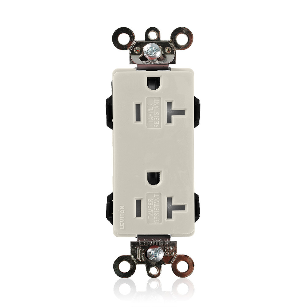 20 Amp, 125 Volt, Modular Receptacle, Decora Plus, Tamper Resistant, Nylon, Commercial Grade, Light Almond