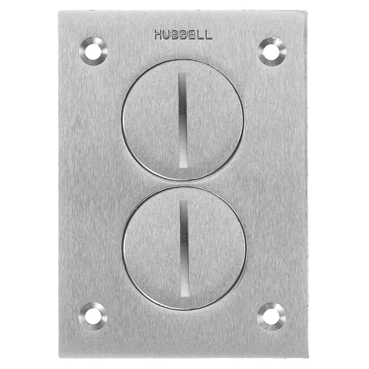 Flush Concrete Floor Box Series, 1-Gang Cover, Rectangular, Duplex Threaded Plugs, Aluminum