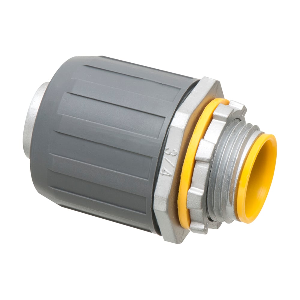 SNAP2IT zinc die-cast, push on, metallic, liquid tight connector. Trade Size 3/4". with insulated throat.