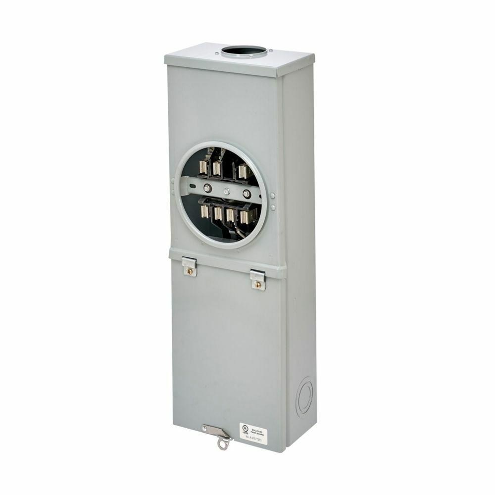 1M1R7 Meter Breakers, 100 Amp, Single Meter Position, Ringed, 3R, OH ANSI 61 Gray Painted, AW Hub 010 kAIC, #14-1/0, Main Circuit Breaker, Galvanized Steel, Surface Mount, 7 Jaw, 4 Wire, 3 Phase, 4 Wire 120/240V