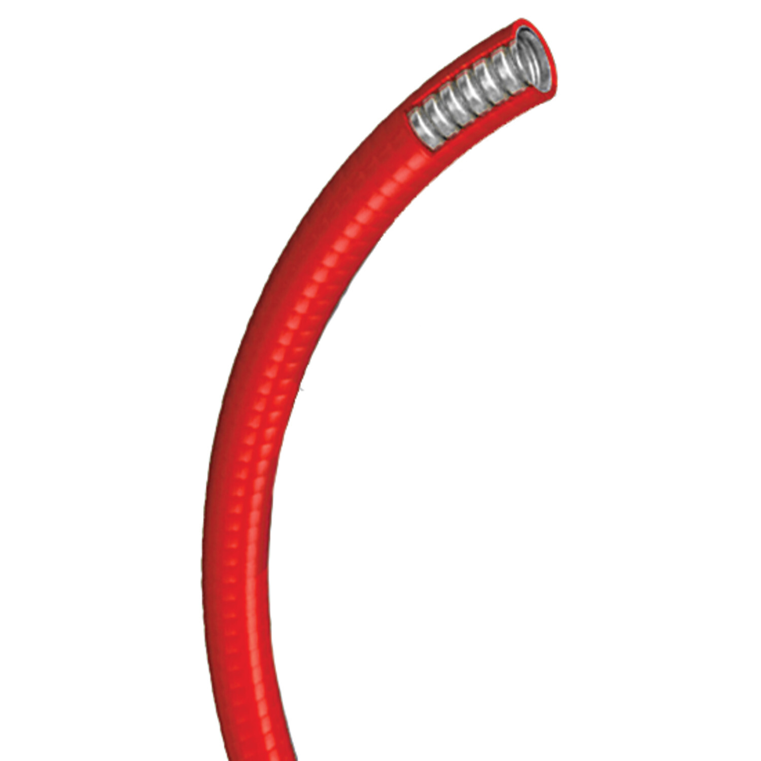 UL LIQUID-TUFF Liquidtight Conduit, Type LFMC, 6200 Series, Liquidtight Flexible Metal Conduit. Hot Dipped Galvanized Low Carbon Steel, Flame Retardant PVC Jacket. Color: Red, 1/2 inch Diameter, 100 Foot Coil