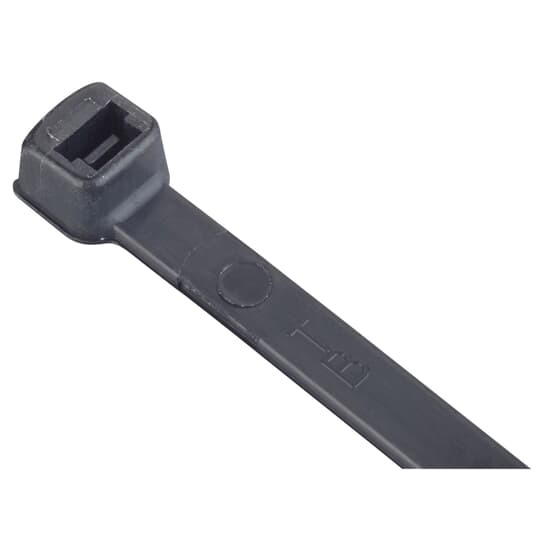 Intermediate Cable Tie, Black Polyamide (Nylon 6.6) for Temperatures up to 85 Degrees Celsius (185 F), Weather and Ultraviolet Resistant for Indoor and Outdoor Applications, UL/EN/CSA62275 Type 2/21 Rated for AH-2 Plenum, Length of 370.1mm (14.57 Inches), Width of 3.6mm (0.14 Inches), Thickness of 1.25mm (0.049 Inches), Bundle Diameter 2mm (0.08 Inches) to 102mm (4.02 Inches), Tensile Strength Rating of 178 Newtons (40 Pounds), Bulk Pack