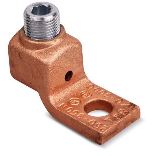 Locktite Copper Cone Screw Lug for Conductor Range 1-250, 3/8 Inch Bolt Hole, Wrench Torque 250 In/Lbs